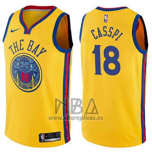 Camiseta Golden State Warriors Omri Casspi NO 18 Chinese Heritage Ciudad 2017-18 Amarillo